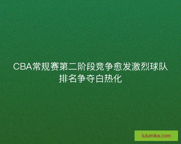 CBA常规赛第二阶段竞争愈发激烈球队排名争夺白热化